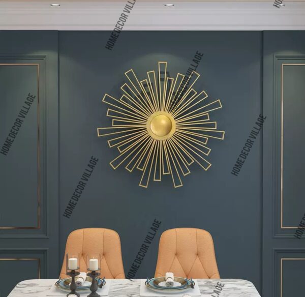 Golden Sunburst Metal Wall Art – Modern Luxury Wall Décor