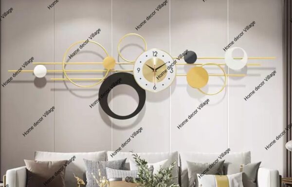 Luxury Geometric Metal Wall Art Clock – Modern Designer Wall Décor